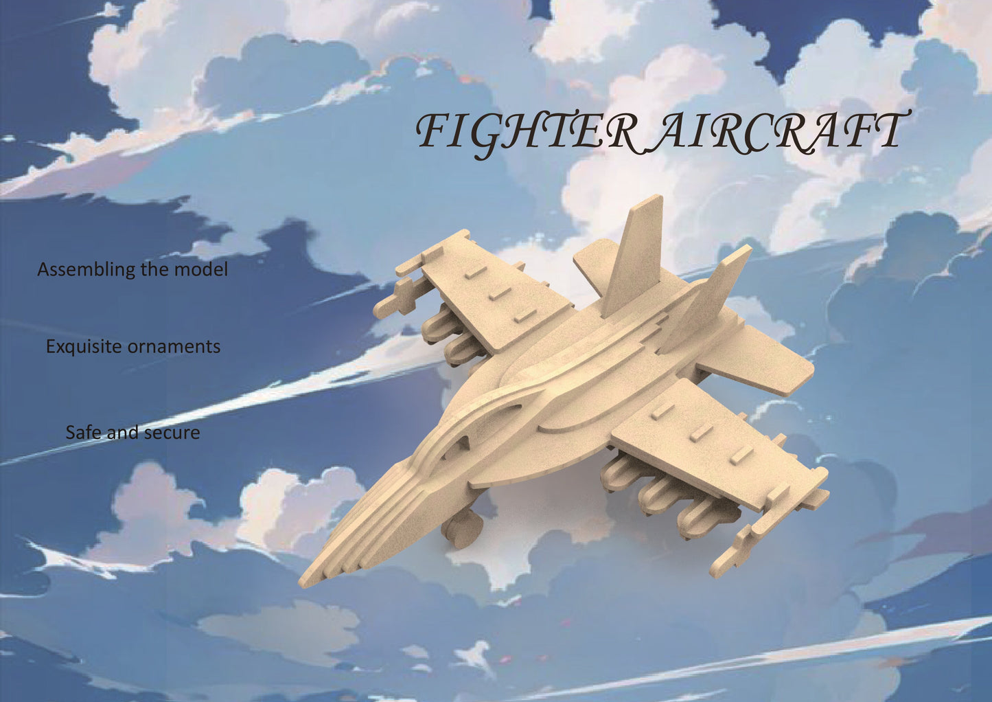 Feltor 3D puzzle for kids, felt fighter plane 3D puzzle, DIY children's airplane model kit, can be used as desktop decoration, give children an excellent toy birthday gift
