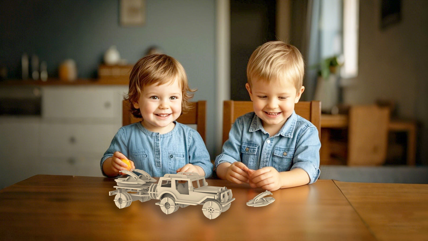 Feltor 3D Puzzles for Kids, Felt Jeep Stereoscopic Puzzles, DIY Model Car Kits for Kids, Can Be Used as a Desk Decoration, A Great Toy Birthday Gift for Kids