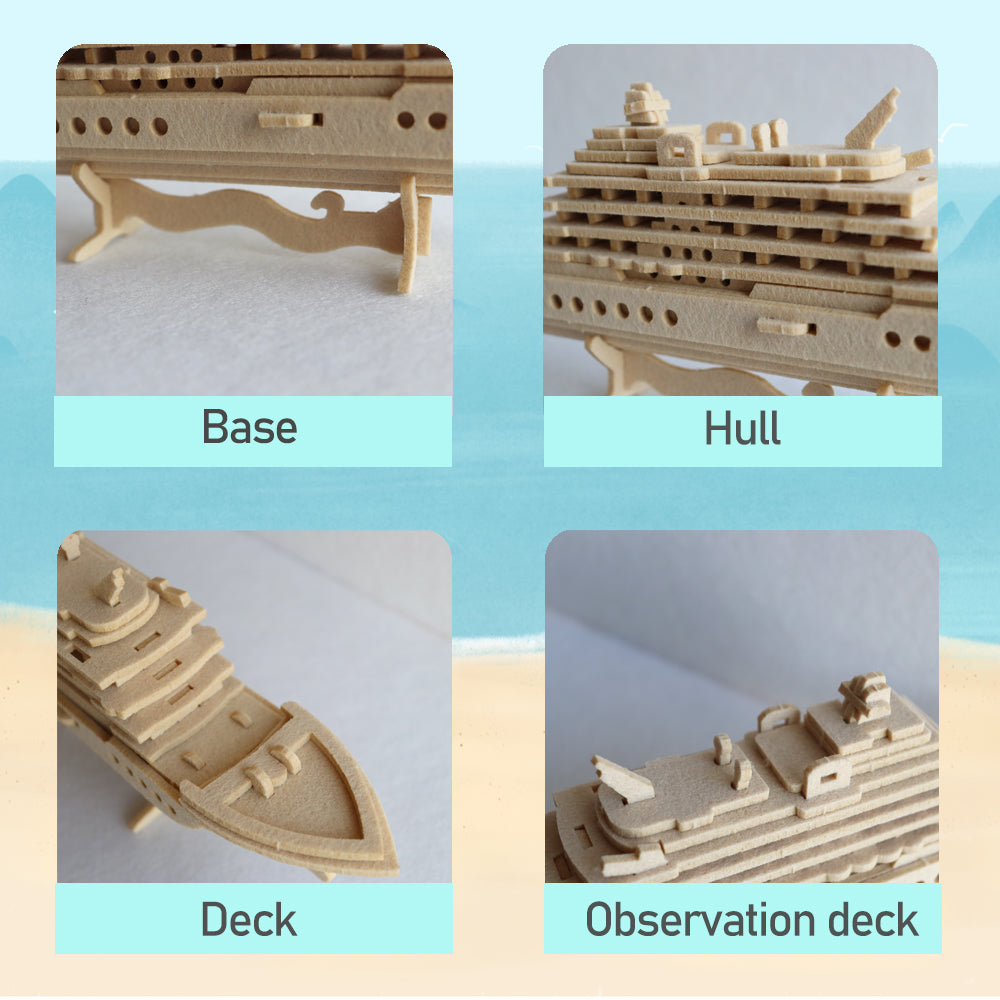 Feltor 3D puzzle for kids, felt luxury cruise ship three-dimensional puzzle, DIY children's ship model kit, can be used as desktop decoration, give children an excellent toy birthday gift
