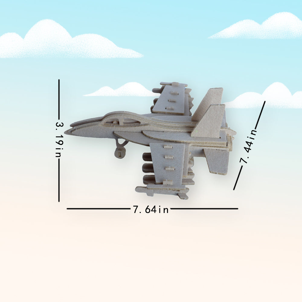 Feltor 3D puzzle for kids, felt fighter plane 3D puzzle, DIY children's airplane model kit, can be used as desktop decoration, give children an excellent toy birthday gift