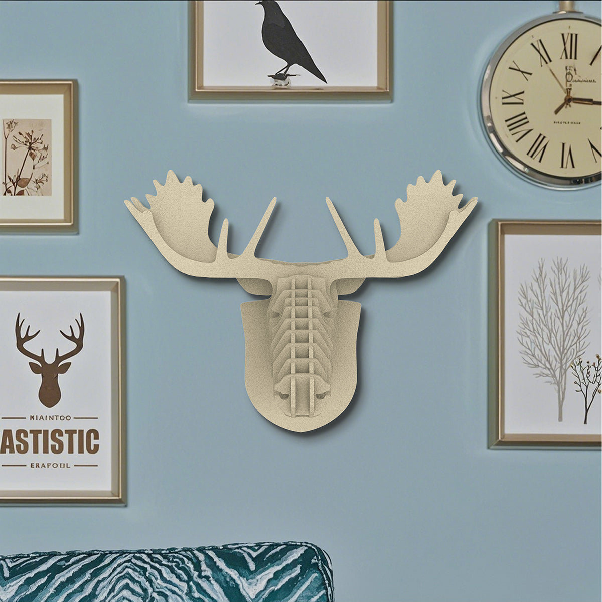 Feltor Felt3D Deer Head Wall Decor - Faux Taxidermy Deer Head Wall Art With Adhesive And Metal Hooks For Living Room, Office And Bedroom Elk Antler Hanging Décor