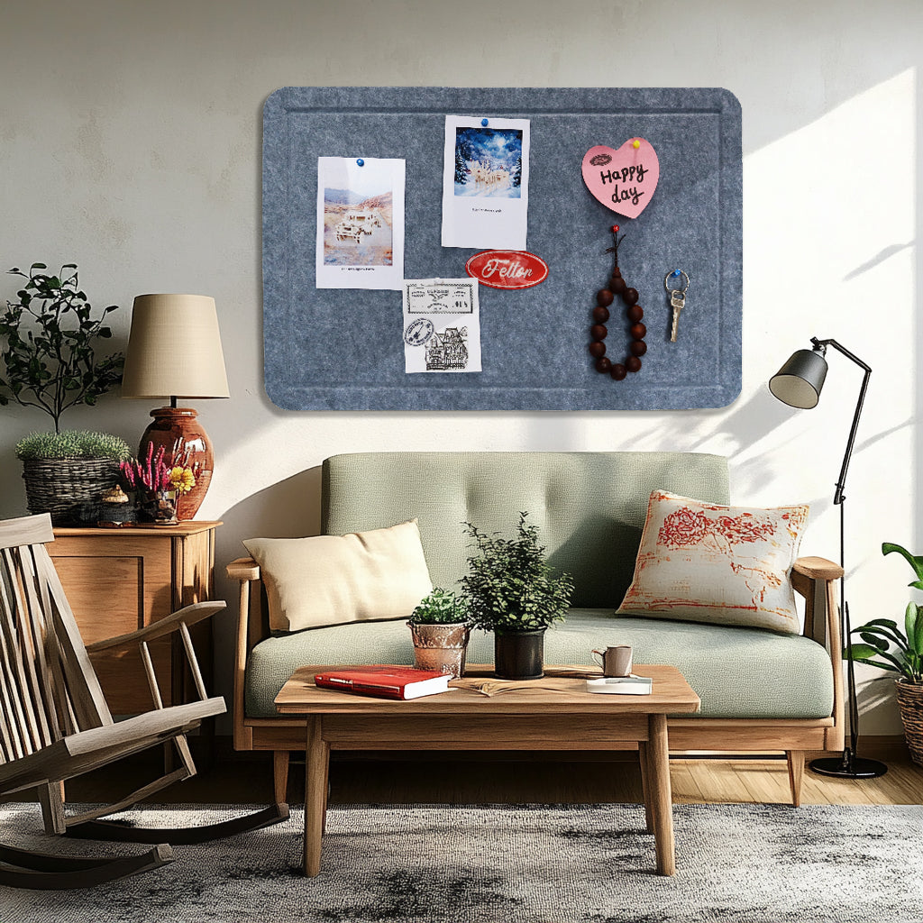 Póster de pared de fieltro Feltor, tablero fotográfico de 23" x 15"/29" x 23"/47" x 23"/47" x 29", con 1 caja de chinchetas para decoración de paredes de aulas y dormitorios - Grises