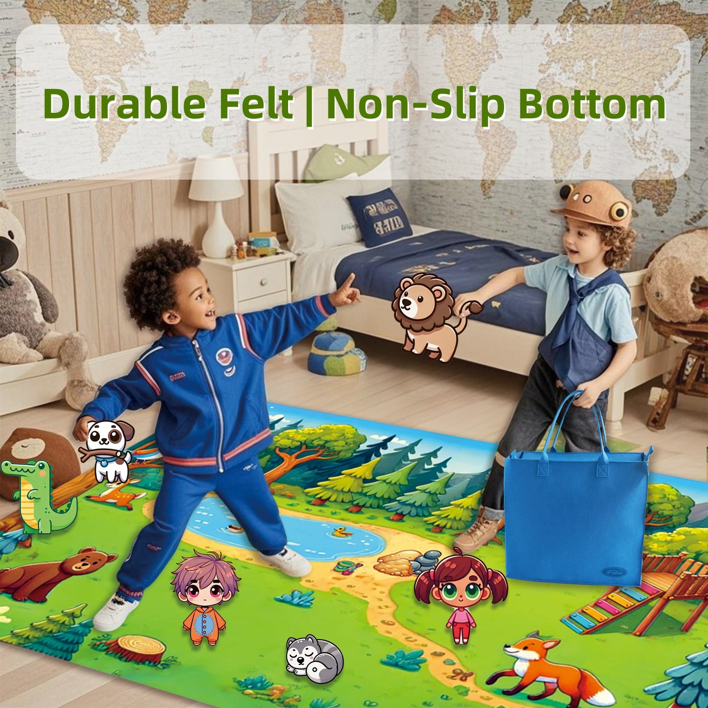 FELTOR Ultra-Thick Oversize Felt play Camping Mat for Outdoor Bivouac, Hiking, Picnic, Beach, Game, Sporting, Amusement, Interactive Learning Activity, Indoor & Outdoor Rug & Blanket