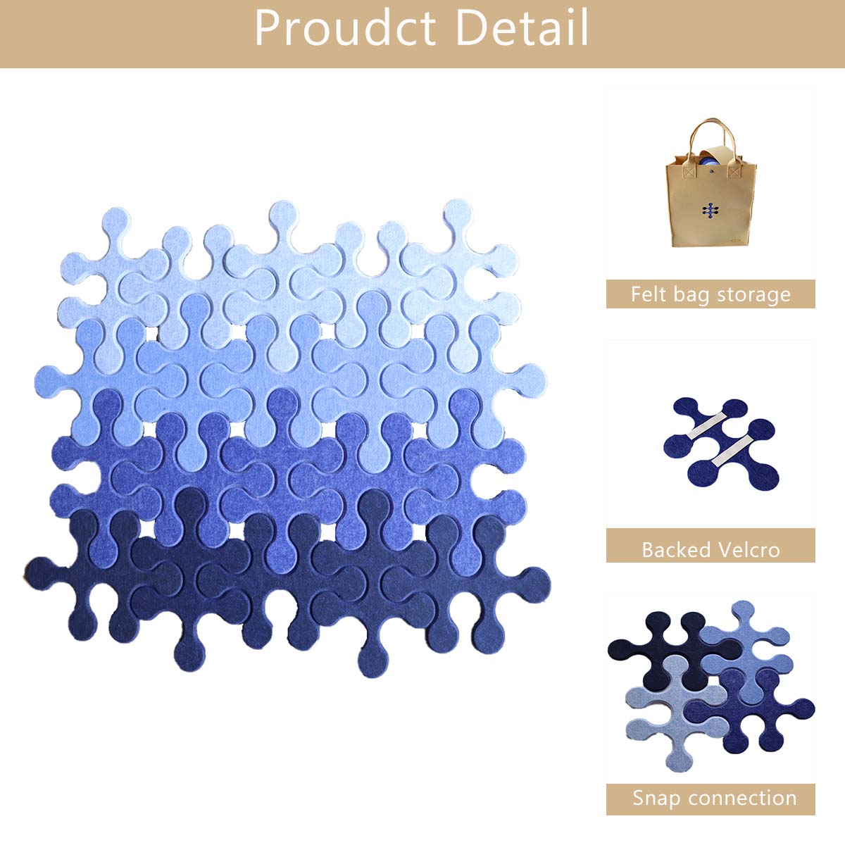Feltor 20 Round Jigsaw Board, Soft Playmat Tiles For Kids, Felt Bulletin Boards(Includes Two Velcro Each piece) For Wall & Floor Decoration