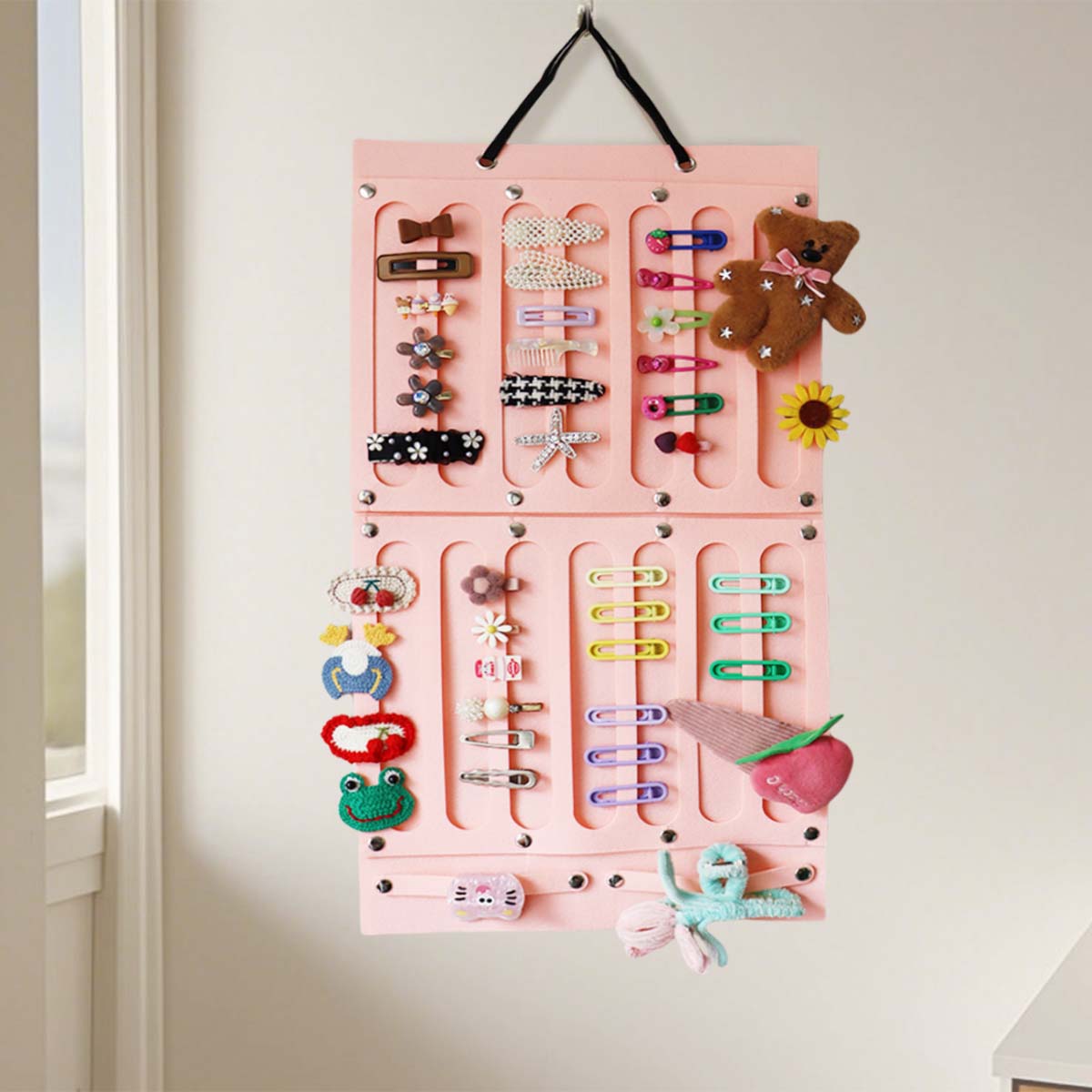 Feltor Headband Holder Organizer Soft Includes Large Capacity hair clip Space,Wall Hanging Claw Clip Organizer for girls hair accessories organizer and Baby Accessory Display