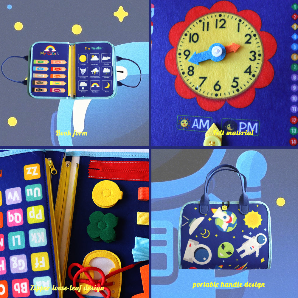 Feltor Felt Busy Book Sensory Toys for 1-3 Years Old Toddlers Quiet Activity Book Educational Learning Contains Life Skills, Cognition, Sorting, Matching