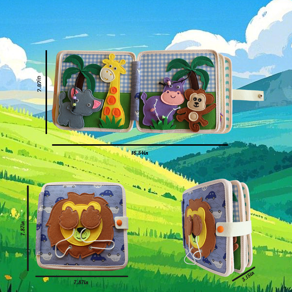 Feltor Felt Interactive Book Busy Book Toddler Learning Educational Toy Early Education Sensory Book Including Recognition of Animals, Fruits, and Vegetables