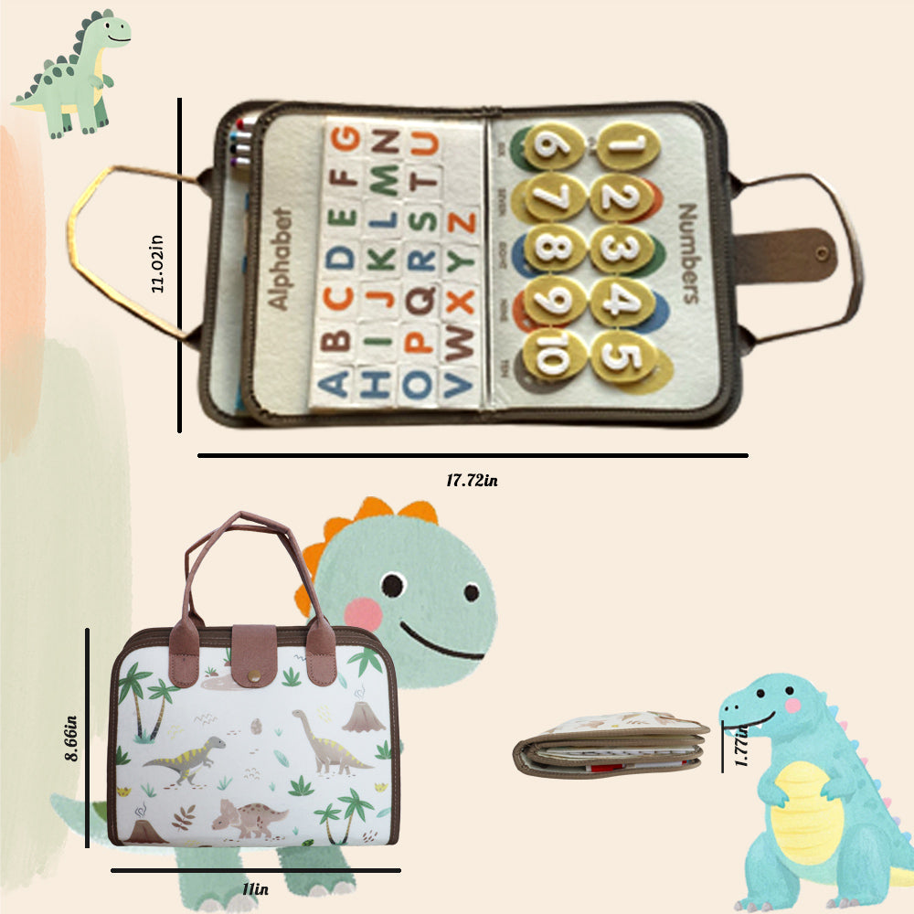 Feltor Felt Quiet Book Montessori Toys for 1-3 Years Old Soft Activity Book Sensory Book Busy Board Interactive Book for Boys and Girls Birthday Gifts - Dinosaurs