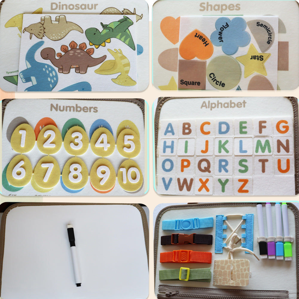 Feltor Felt Quiet Book Montessori Toys for 1-3 Years Old Soft Activity Book Sensory Book Busy Board Interactive Book for Boys and Girls Birthday Gifts - Dinosaurs