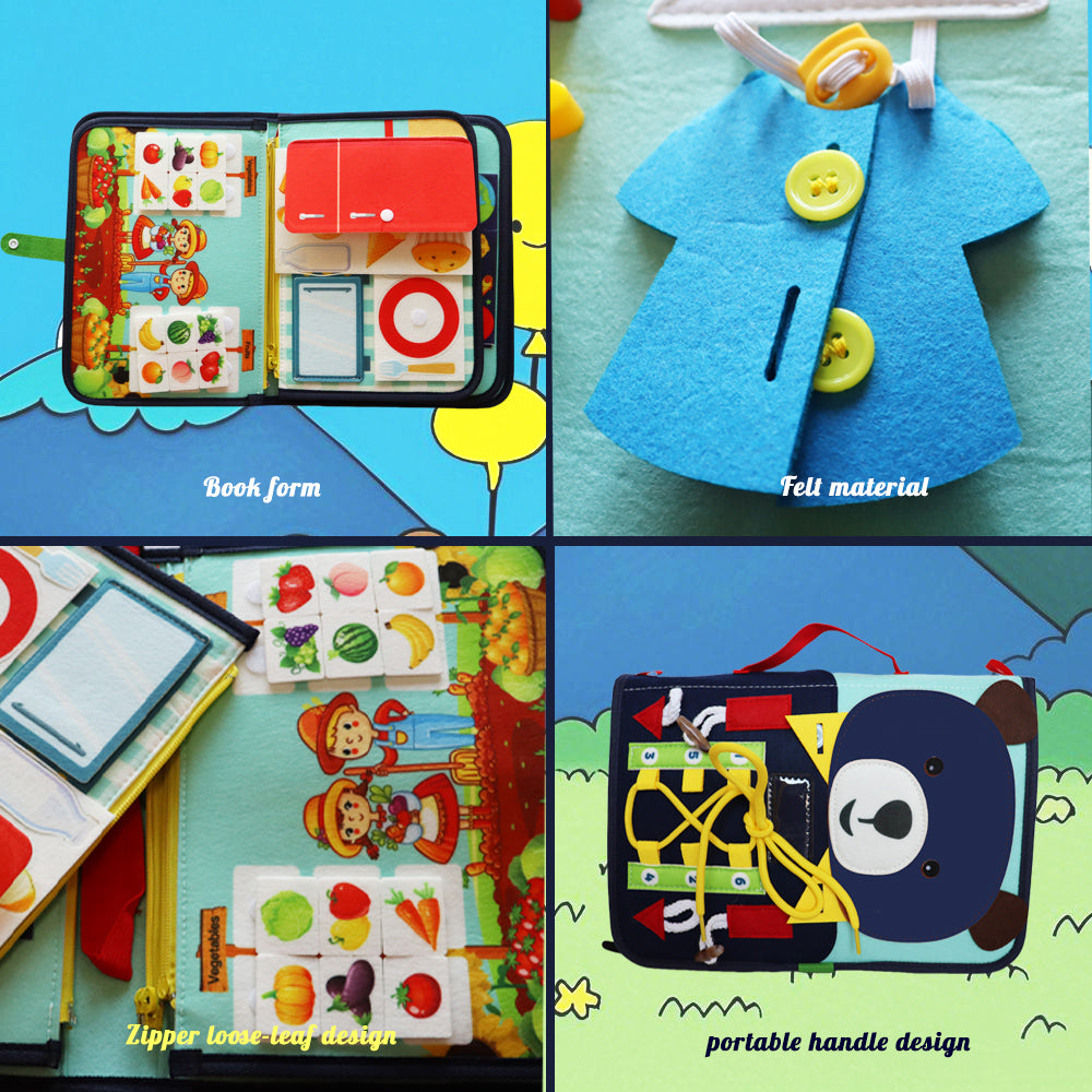Feltor Felt Quiet Book - Montessori Toys, Animal Theme Interactive Book Sensory Toys for 1-3 Years Old Birthday Gifts