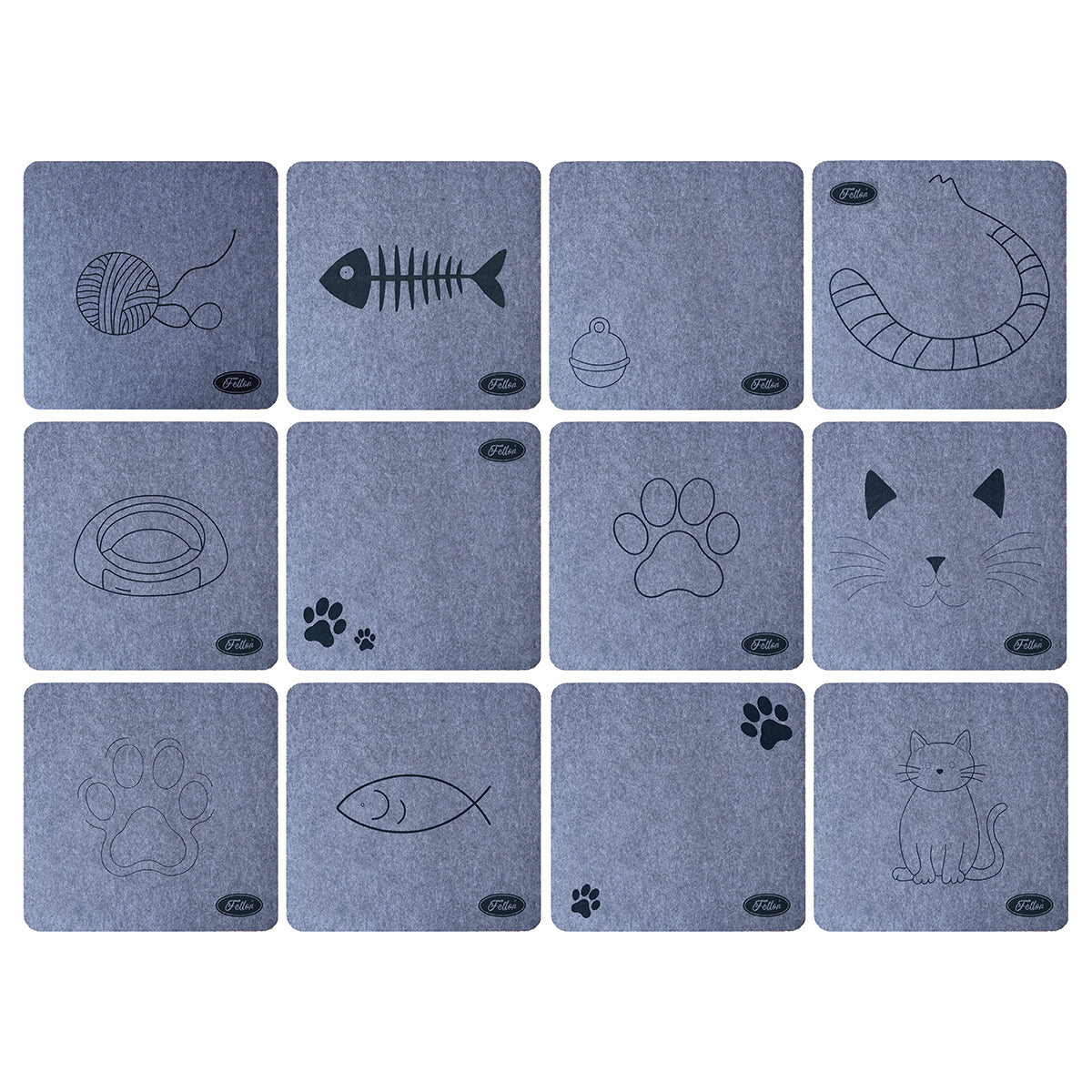 Feltor Multi-Purpose Scratch-Resistant Non-Slip Floor Protection felt pet Cats & Dogs Mats & Pads (12pcs) for Home, Car, Hotel & Crate Training Scratching Mats & Dog Kennel Liners