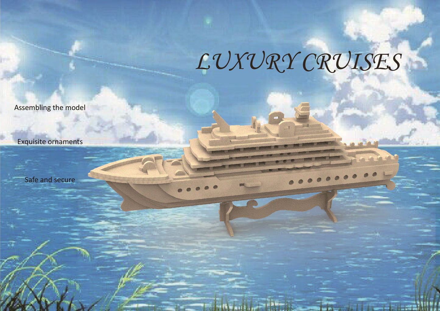 Feltor 3D puzzle for kids, felt luxury cruise ship three-dimensional puzzle, DIY children's ship model kit, can be used as desktop decoration, give children an excellent toy birthday gift