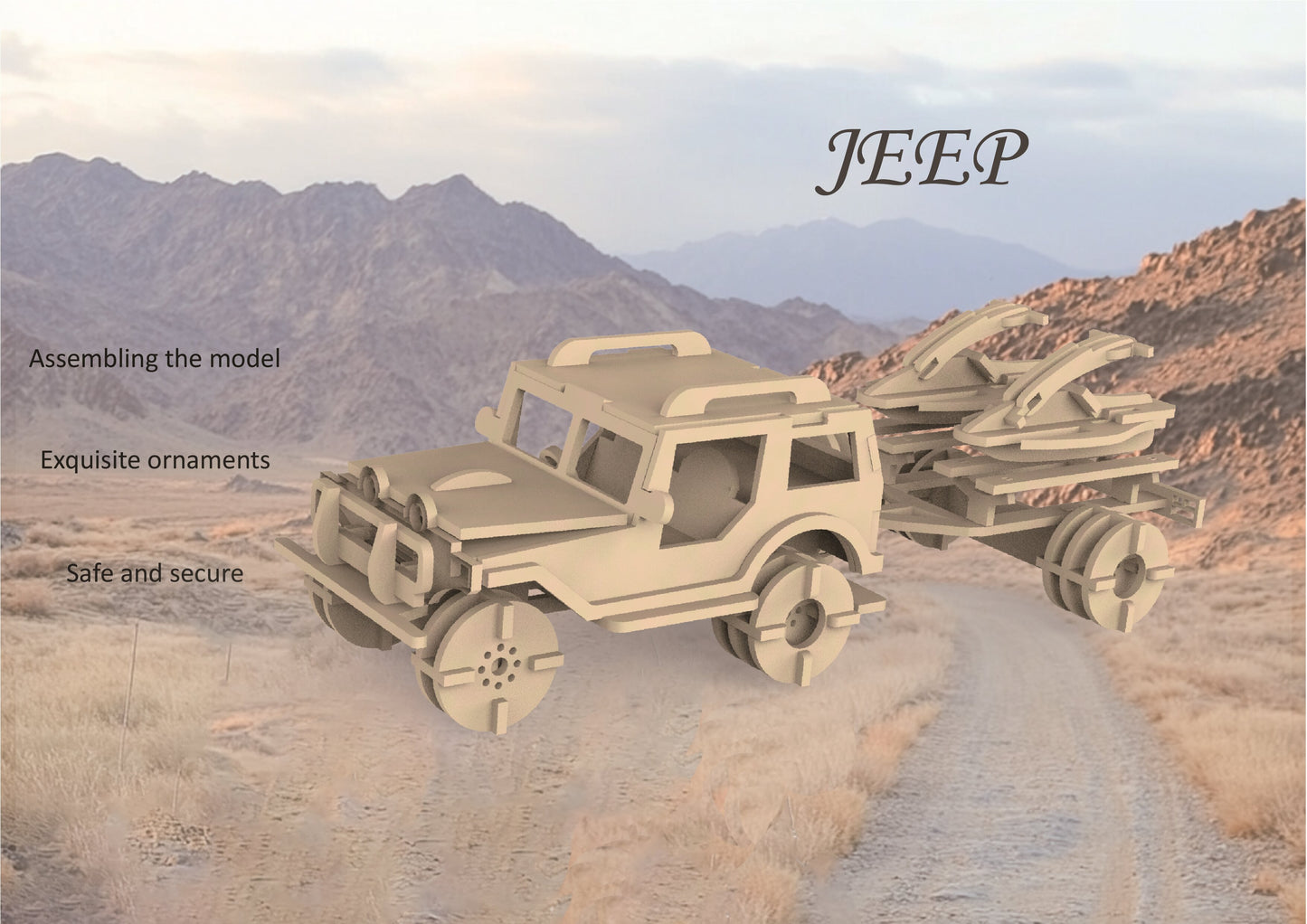 Feltor 3D Puzzles for Kids, Felt Jeep Stereoscopic Puzzles, DIY Model Car Kits for Kids, Can Be Used as a Desk Decoration, A Great Toy Birthday Gift for Kids