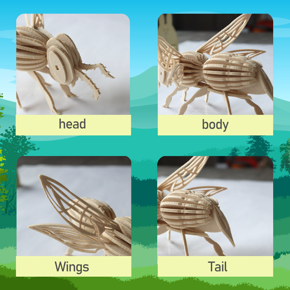 Feltor Children's Felt Bumblebee 3D Jigsaw Puzzle: Say Goodbye to Traditional Wooden Puzzles Customized for Kids Stimulate Children's Desire to Explore the Insect World Animal 3D Puzzle