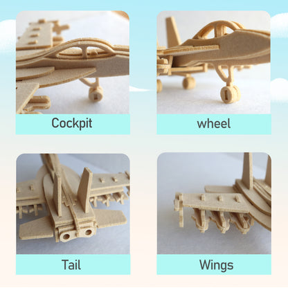 Feltor 3D puzzle for kids, felt fighter plane 3D puzzle, DIY children's airplane model kit, can be used as desktop decoration, give children an excellent toy birthday gift