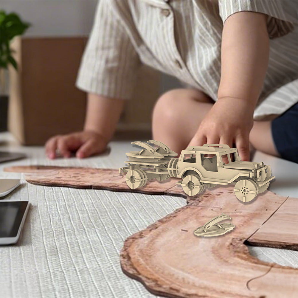 Feltor 3D Puzzles for Kids, Felt Jeep Stereoscopic Puzzles, DIY Model Car Kits for Kids, Can Be Used as a Desk Decoration, A Great Toy Birthday Gift for Kids