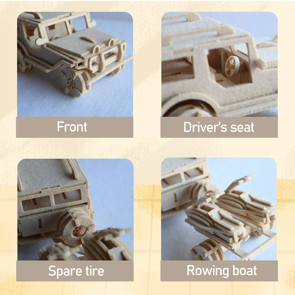 Feltor 3D Puzzles for Kids, Felt Jeep Stereoscopic Puzzles, DIY Model Car Kits for Kids, Can Be Used as a Desk Decoration, A Great Toy Birthday Gift for Kids