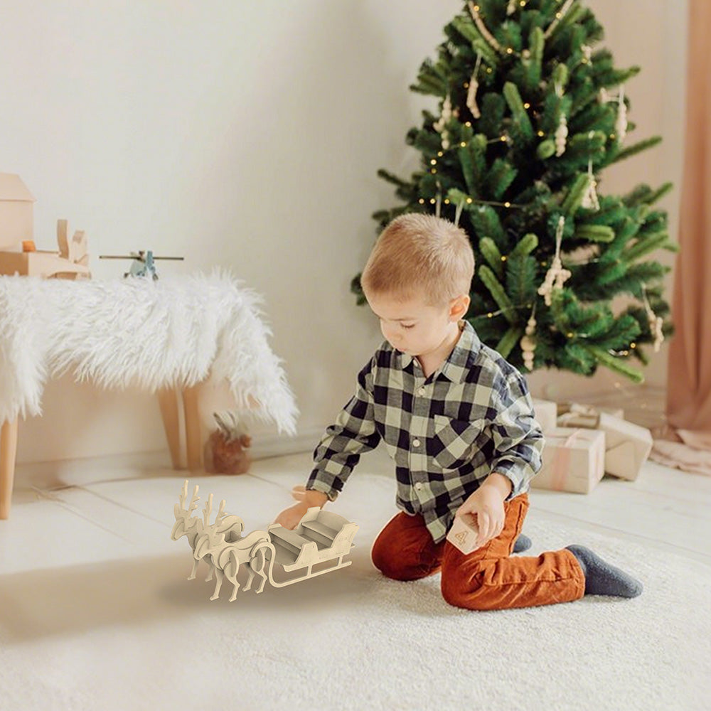 Feltor 3D Puzzles for Kids, Different From Wooden Puzzles, Felt Christmas Sleigh DIY Stereoscopic Puzzles, Christmas Puzzles Toy Puzzle Game Set Gifts