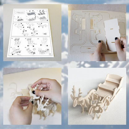 Feltor 3D Puzzles for Kids, Different From Wooden Puzzles, Felt Christmas Sleigh DIY Stereoscopic Puzzles, Christmas Puzzles Toy Puzzle Game Set Gifts