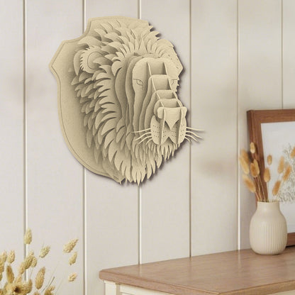 Feltor Felt3D Lion Head Wall Decor - Faux Taxidermy Deer Head Wall Art With Adhesive And Metal Hooks For Living Room, Office And Bedroom Animal Head Wall Art -Large Lion