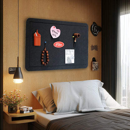 Feltor Large Bulletin Board 23"x15"/29"x23"/47"x23"/ 47"x29" Felt Board with 20 Push Pins is a Home School Office Decorative Pin Board - Black