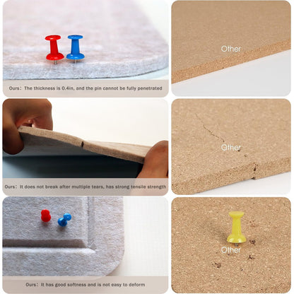 Tablero de corcho alternativo Feltor, tablero de fieltro para imágenes de 23" x 15"/ 29" x 23"/ 47" x 23"/ 47" x 29", contiene 1 caja de chinchetas, mejor decoración de pared para el hogar que un rollo de tablero de anuncios de papel - Beige