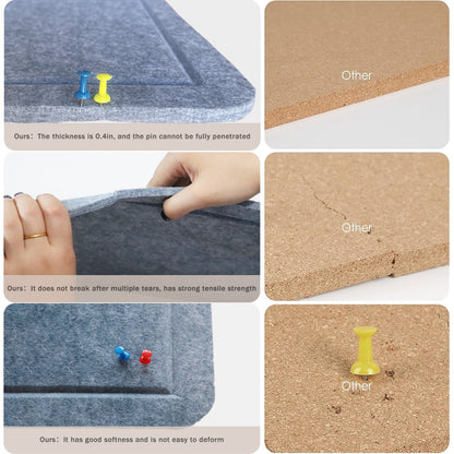 Feltor Felt Wall Poster, 23"x15"/29"x23"/47"x23"/47"x29" Photo Board, with 1 Box of Push Pins for Classroom Dorm Wall Decor - Grays