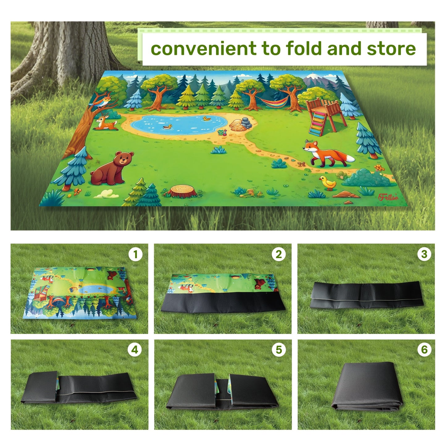 FELTOR Ultra-Thick Oversize Felt play Camping Mat for Outdoor Bivouac, Hiking, Picnic, Beach, Game, Sporting, Amusement, Interactive Learning Activity, Indoor & Outdoor Rug & Blanket