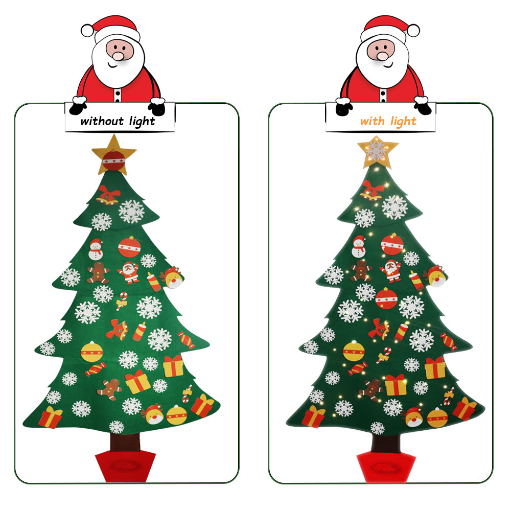 Feltor DIY Felt Xmas Christmas Tree Set with Lights(6ft) as Children's Christmas Play Toys Party  indooor Outdoor Travel  New Year Holiday   Gifts Decorations