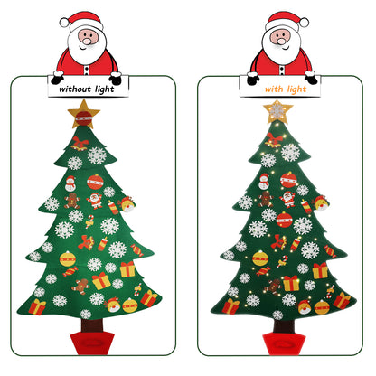 Feltor DIY Felt Xmas Christmas Tree Set with Lights(6ft) as Children's Christmas Play Toys Party  indooor Outdoor Travel  New Year Holiday   Gifts Decorations