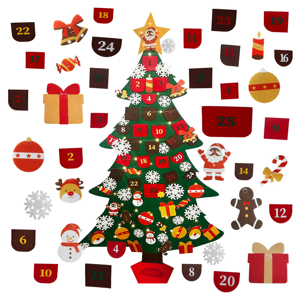 Feltor DIY Felt Xmas Christmas Tree Set with Lights(6ft) as Children's Christmas Play Toys Party  indooor Outdoor Travel  New Year Holiday   Gifts Decorations