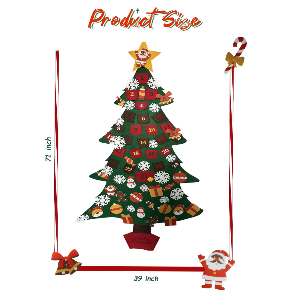 Feltor DIY Felt Xmas Christmas Tree Set with Lights(6ft) as Children's Christmas Play Toys Party  indooor Outdoor Travel  New Year Holiday   Gifts Decorations