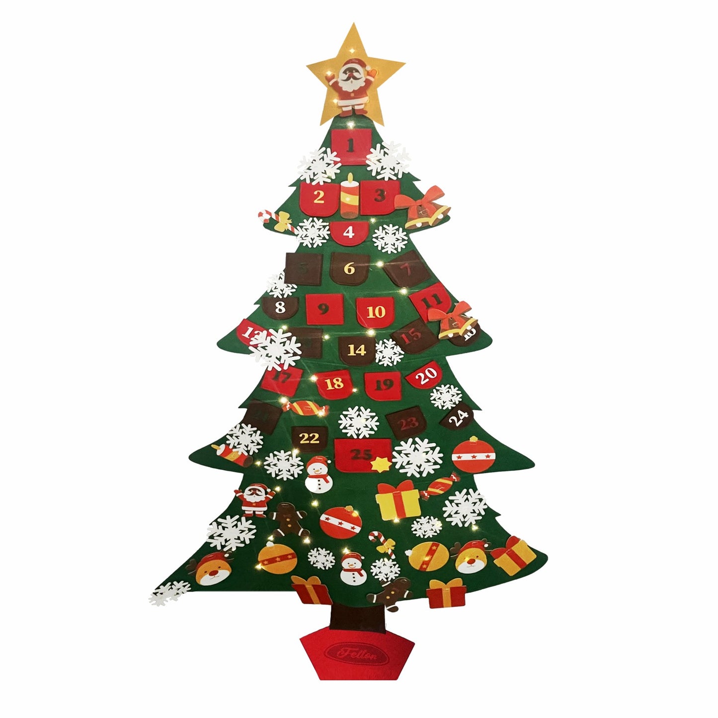 Feltor DIY Felt Xmas Christmas Tree Set with Lights(6ft) as Children's Christmas Play Toys Party  indooor Outdoor Travel  New Year Holiday   Gifts Decorations