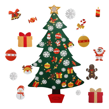Feltor DIY Felt Xmas Christmas Tree Set with Lights(6ft) as Children's Christmas Play Toys Party  indooor Outdoor Travel  New Year Holiday   Gifts Decorations