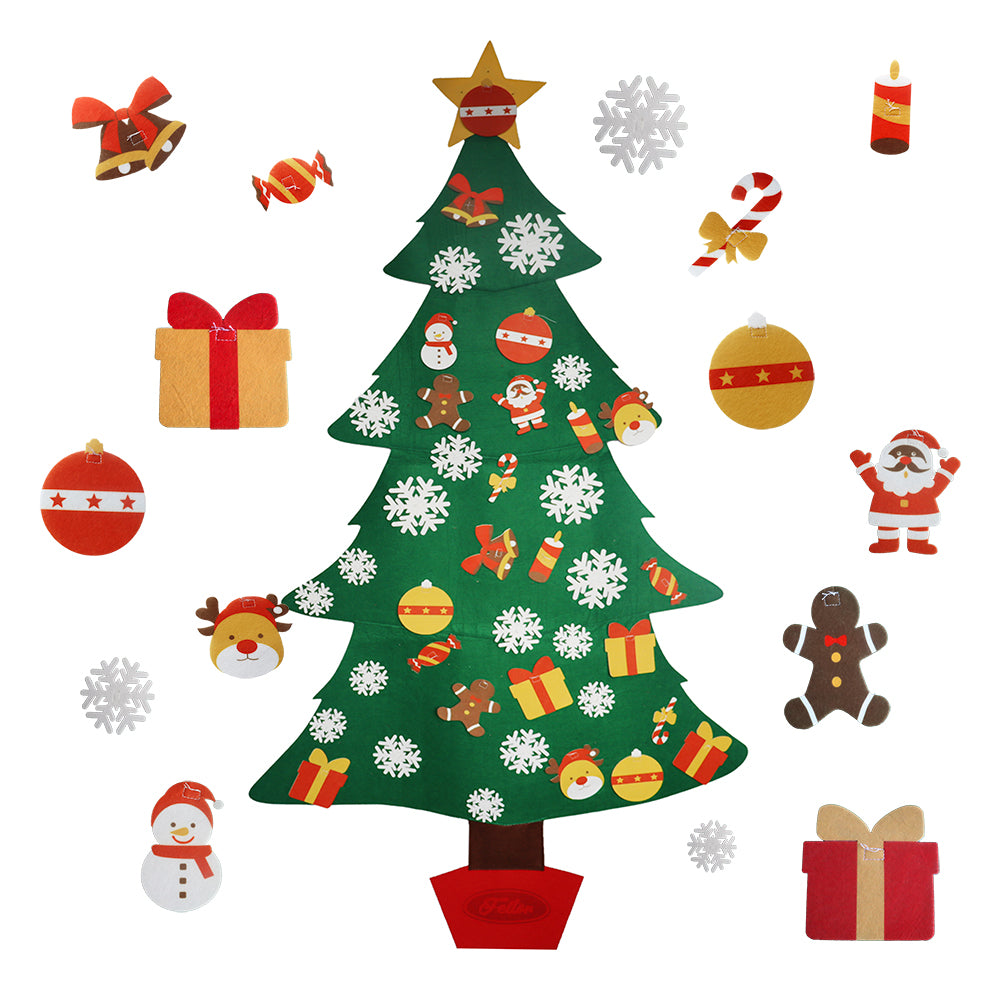 Feltor DIY Felt Xmas Christmas Tree Set with Lights(6ft) as Children's Christmas Play Toys Party  indooor Outdoor Travel  New Year Holiday   Gifts Decorations