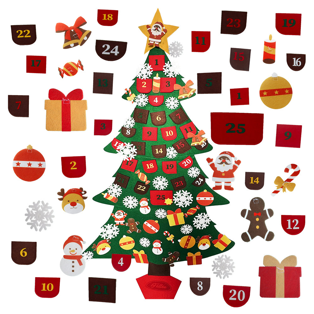 Feltor DIY Felt Xmas Christmas Tree Set with Lights(6ft) as Children's Christmas Play Toys Party  indooor Outdoor Travel  New Year Holiday   Gifts Decorations