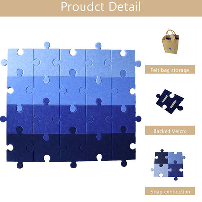 Feltor Square Felt Carpet Pad (20PCS), Soft Play Mat Tiles for Kids & Wall Bulletin Board （ Includes Two Velcro Each Piece ）DIY Any shape For Wall and Floor