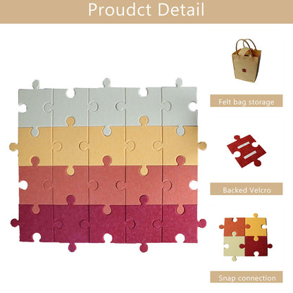 Feltor Square Felt Carpet Pad (20PCS), Soft Play Mat Tiles for Kids & Wall Bulletin Board （ Includes Two Velcro Each Piece ）DIY Any shape For Wall and Floor