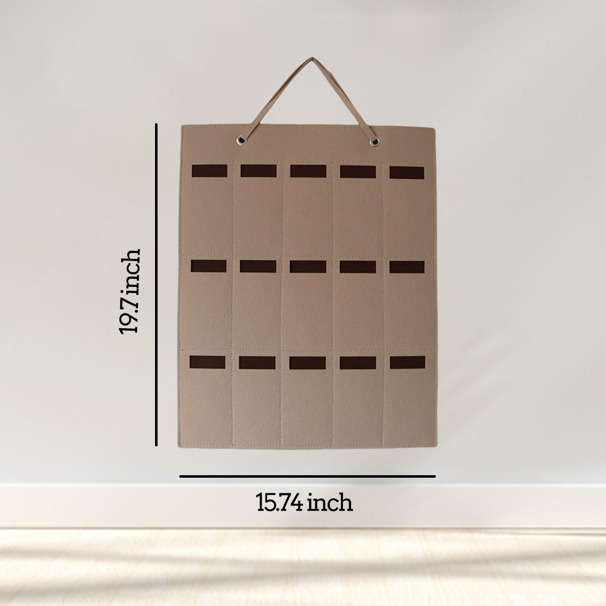 Feltor Sunglasses Storage Box, Wall-mounted Glasses Holder with 15 Transparent Glasses Slots and Metal Hooks, Felt Material Dust-proof Design - Glasses