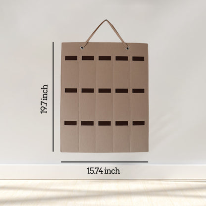 Feltor Sunglasses Storage Box, Wall-mounted Glasses Holder with 15 Transparent Glasses Slots and Metal Hooks, Felt Material Dust-proof Design - Glasses
