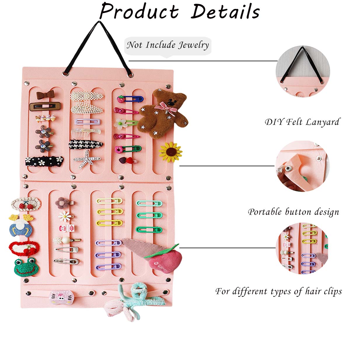 Feltor Headband Holder Organizer Soft Includes Large Capacity hair clip Space,Wall Hanging Claw Clip Organizer for girls hair accessories organizer and Baby Accessory Display