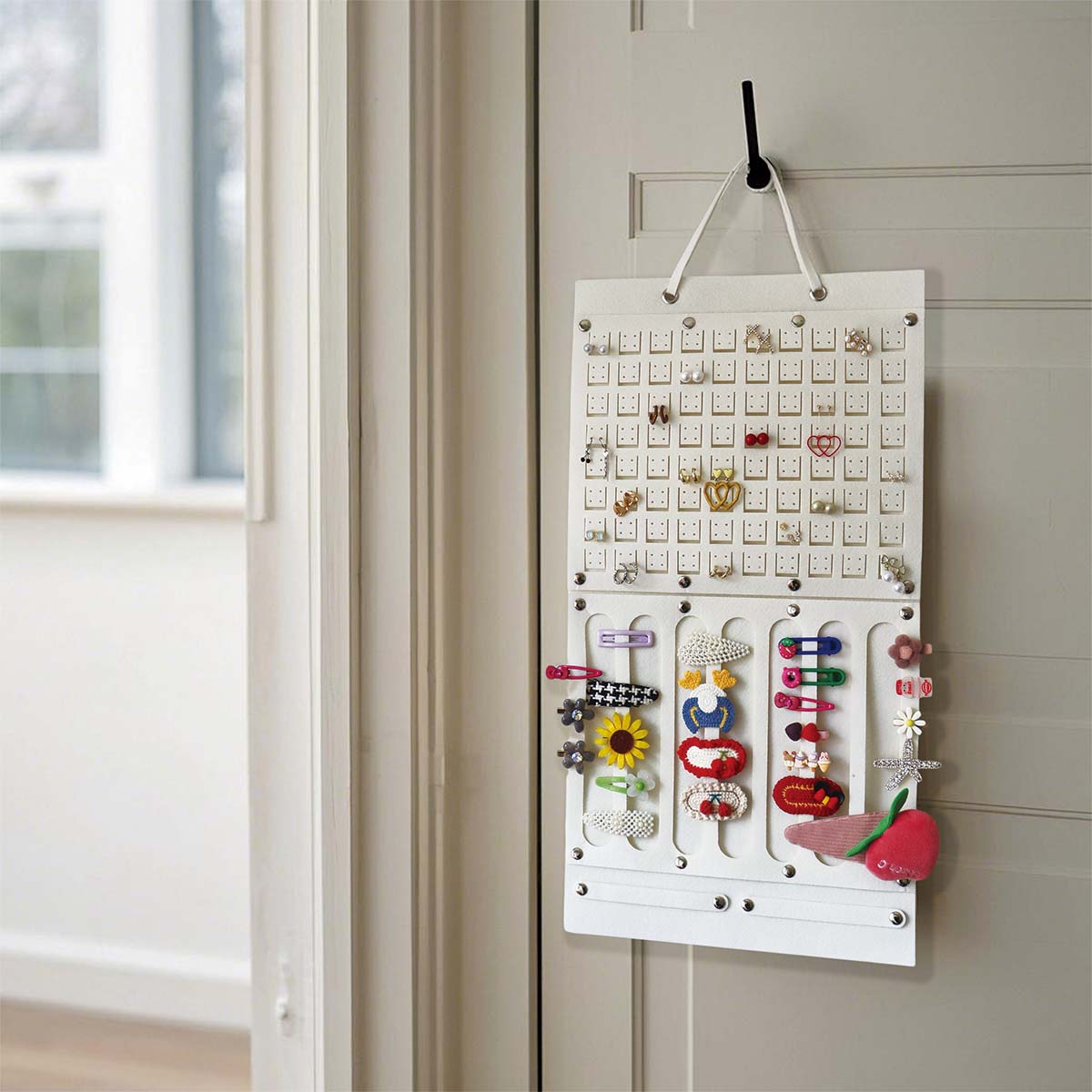 Feltor Felt Jewelry Board Organizer for Wardrobe with Separate Girls Headband Hanger, Women's Earring Hanger - Earrings and Hairpins