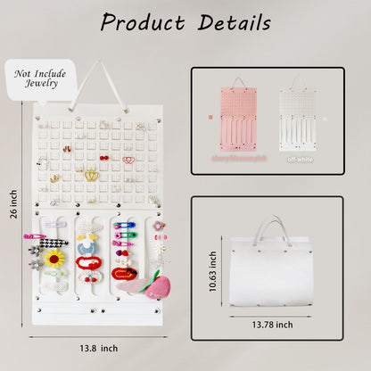 Feltor Felt Jewelry Board Organizer for Wardrobe with Separate Girls Headband Hanger, Women's Earring Hanger - Earrings and Hairpins