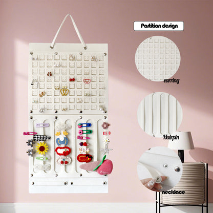 Feltor Felt Jewelry Board Organizer for Wardrobe with Separate Girls Headband Hanger, Women's Earring Hanger - Earrings and Hairpins