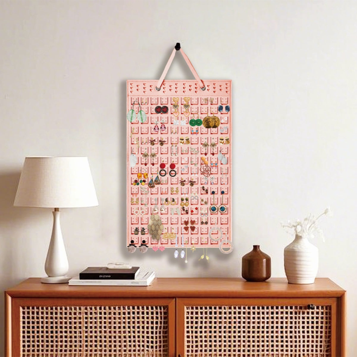 Feltor Hanging Earring Organizer Holde - Compact Earring Display for 300 Pairs, Soft Felt Material, Space-Saving Earring Hanger Hanging Organizer for Women, Girls - 1 Pack