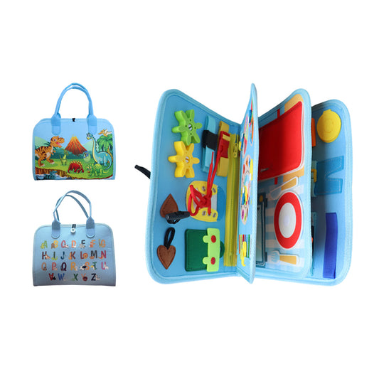 Feltor Felt Busy Book Sensory Toy for 1-3 Year Old Children Quiet Activity Book Educational Learning Contains Life Skills, Cognition, Sorting, Matching - Dinosaur Theme