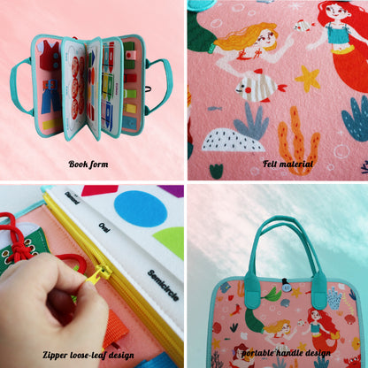 Feltor Felt Quiet Book Montessori Toys for 1-3 Years Old Interactive Book for Girls Birthday Gifts - Little Mermaid