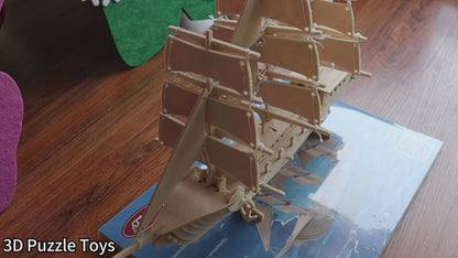 Feltor 3D puzzle for kids, felt sailboat 3D puzzle, DIY model kit, felt handmade ornaments, sailboat 3D puzzle