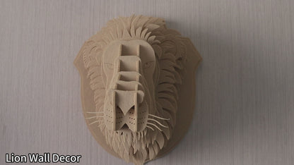 Feltor Felt3D Lion Head Wall Decor - Faux Taxidermy Deer Head Wall Art With Adhesive And Metal Hooks For Living Room, Office And Bedroom Animal Head Wall Art -Large Lion